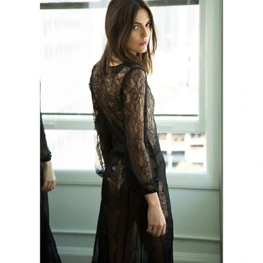 NWT Stone Cold Fox XS/S Black Vermont Lace WhimsiGoth Witch Boho Long Dress Gown - Picture 3 of 9